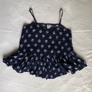 Old Navy Petite Spaghetti Strap Blue & W Florals